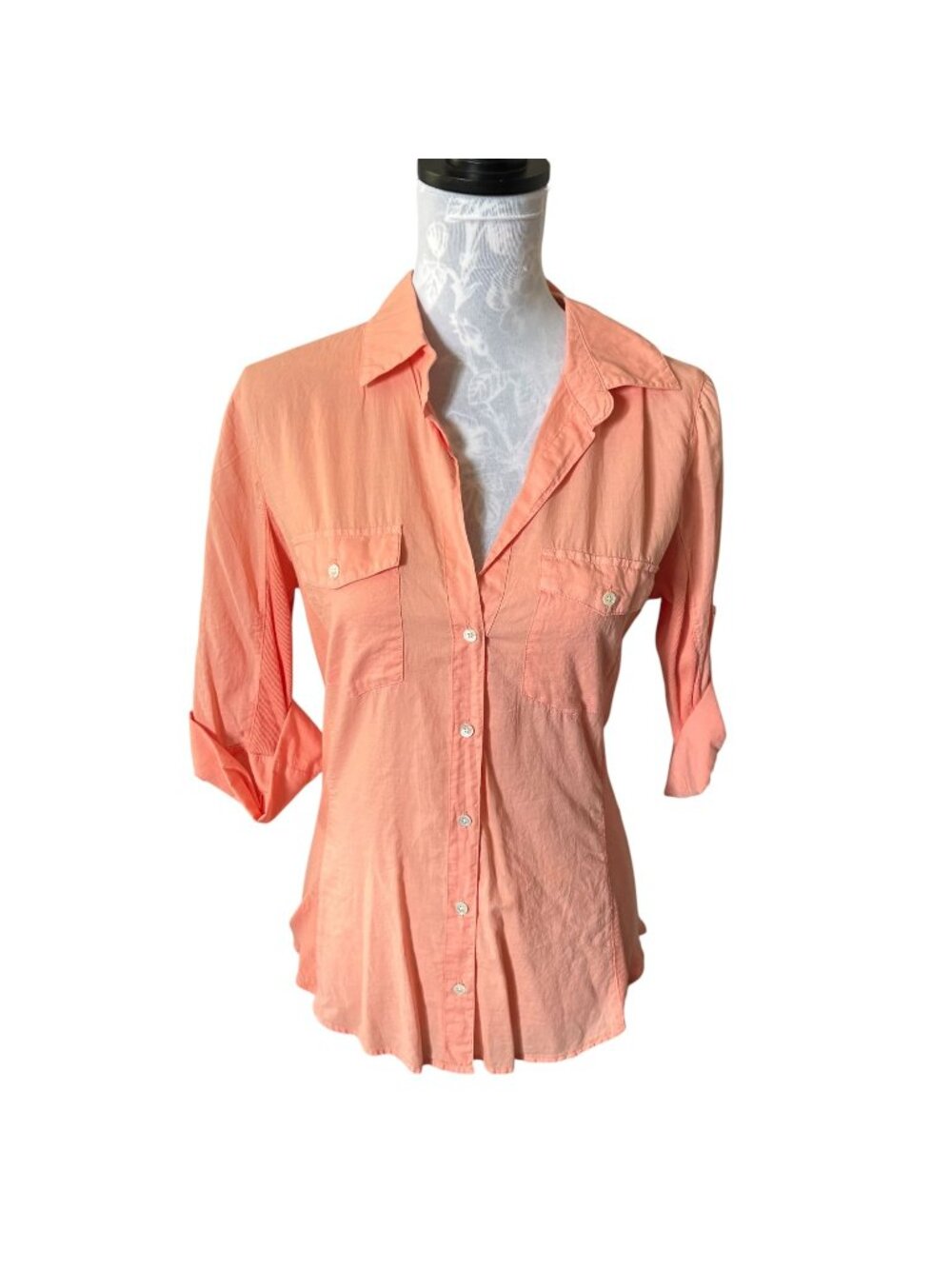 James Perse Slub Side Panel Sheer Shirt Womens Size 4 (XL) Peach
